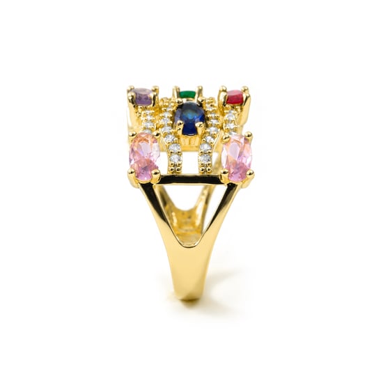 Anillo Luxenter de Aleación de Metal y Circonita Multicolor acabado en oro amarillo de 18k - Rieu - Image 2