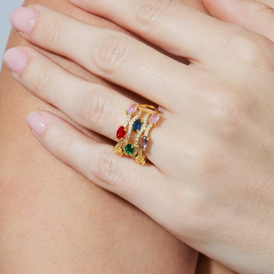 Anillo Luxenter de Aleación de Metal y Circonita Multicolor acabado en oro amarillo de 18k - Rieu - Image 3