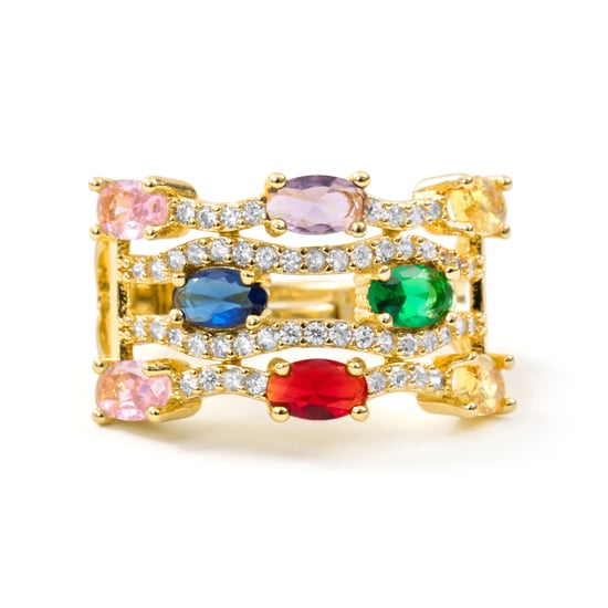 Anillo Luxenter de Aleación de Metal y Circonita Multicolor acabado en oro amarillo de 18k - Rieu - Image 5
