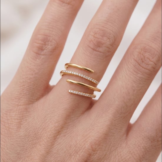 Anillo Luxenter de Aleación de Metal y Circonita Brillante acabado en oro amarillo de 18k - Isda - Image 5
