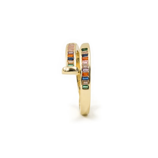 Anillo Luxenter de Aleación de Metal y Circonita Multicolor acabado en oro amarillo de 18k - Hagor - Image 3