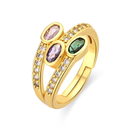 Anillo Luxenter de Aleación de Metal y Circonita Multicolor acabado en oro amarillo de 18k - Folant - Image 1
