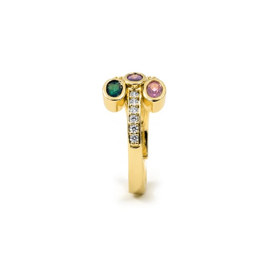 Anillo Luxenter de Aleación de Metal y Circonita Multicolor acabado en oro amarillo de 18k - Folant - Image 3