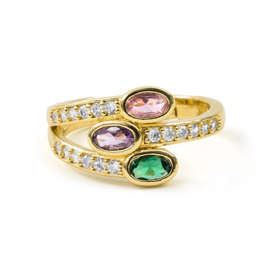 Anillo Luxenter de Aleación de Metal y Circonita Multicolor acabado en oro amarillo de 18k - Folant - Image 6