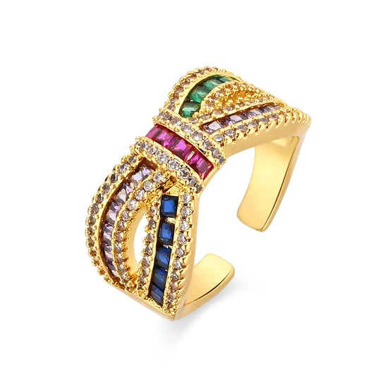 Anillo Luxenter de Aleación de Metal y Circonita Multicolor acabado en oro amarillo de 18k - Alnis - Image 1