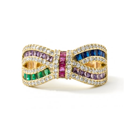 Anillo Luxenter de Aleación de Metal y Circonita Multicolor acabado en oro amarillo de 18k - Alnis - Image 5