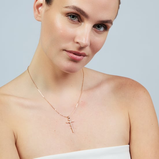 Collar Luxenter de Aleación de Metal y Circonita Brillante acabado en oro rosa de 18k - Cruz - Image 2