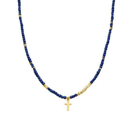 Luxenter Collar de Plata de Ley 925 y Cristal Azul Oscuro acabado oro amarillo de 18k - Iszun - Image 1
