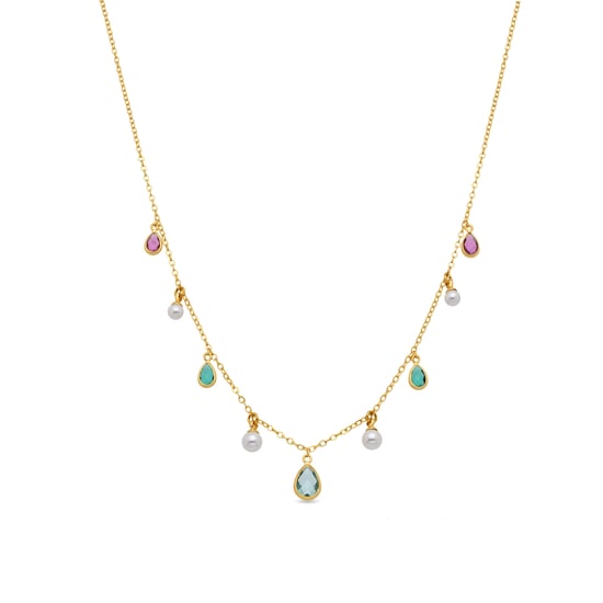 Collar Luxenter de Aleación de Metal y Perla Blanca acabado en oro rosa de 18k - Cainhtsi - Image 1