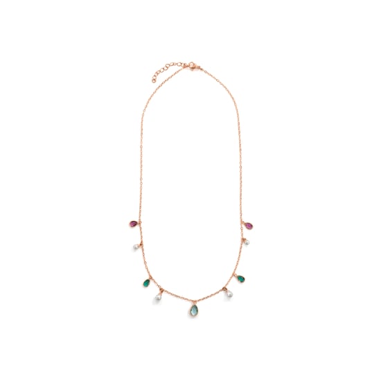 Collar Luxenter de Aleación de Metal y Perla Blanca acabado en oro rosa de 18k - Cainhtsi - Image 3