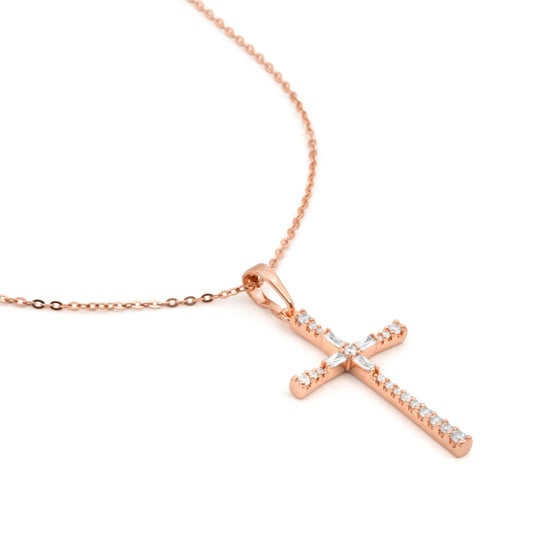 Collar Luxenter de Aleación de Metal y Circonita Brillante acabado en oro rosa de 18k - Cruz - Image 3