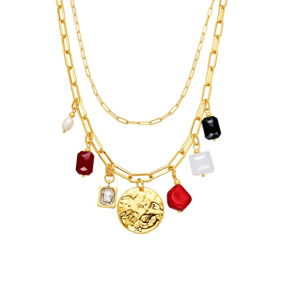 Luxenter Collar acabado oro amarillo de 18k y Coral - Lyho - Image 1