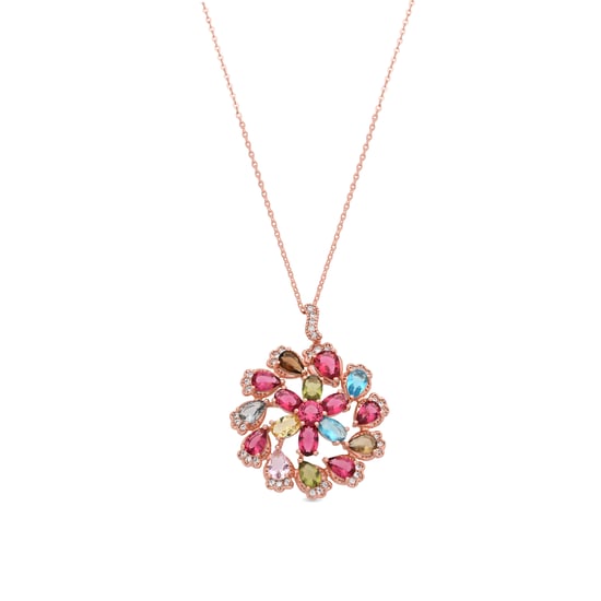 Collar Luxenter de Aleación de Metal y Circonita Multicolor acabado en oro rosa de 18k - Casil - Image 1