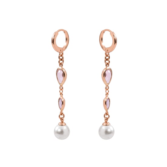 Pendientes Luxenter de Aleación de Metal y Perla Blanca acabado en oro rosa de 18k - Cainhtsi - Image 3