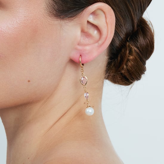 Pendientes Luxenter de Aleación de Metal y Perla Blanca acabado en oro rosa de 18k - Cainhtsi - Image 4