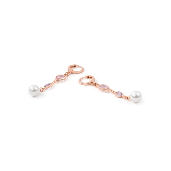 Pendientes Luxenter de Aleación de Metal y Perla Blanca acabado en oro rosa de 18k - Cainhtsi - Image 6