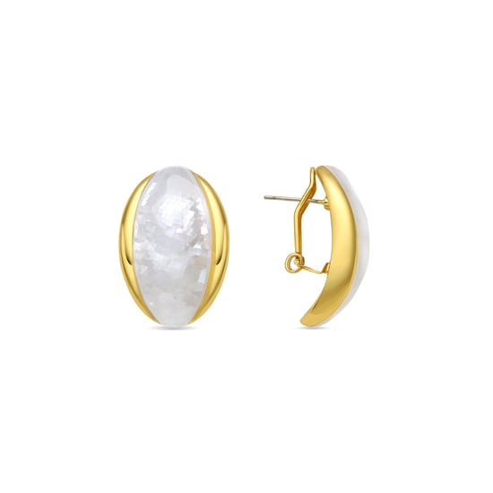 Luxenter Pendientes acabado oro amarillo de 18k y Madreperla Blanca - Lingo - Image 1