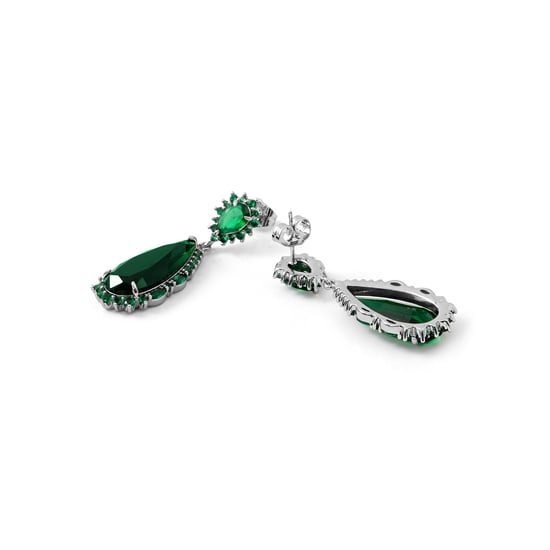 Pendientes Luxenter de Aleación de Metal y Circonita Esmeralda acabado en rodio - Cakrolm - Image 6