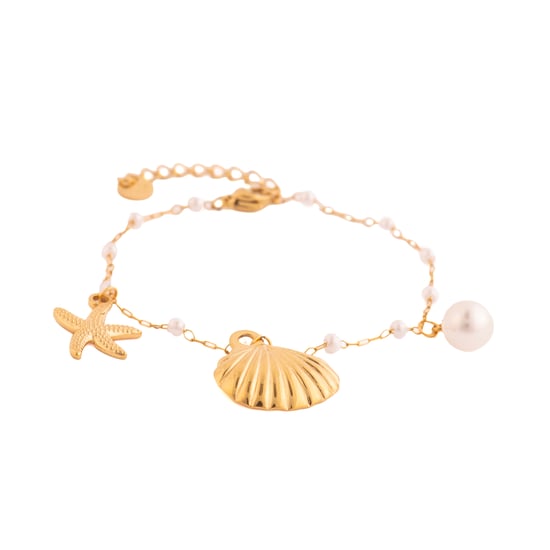 Luxenter Pulsera acabado oro amarillo de 18k y Perla Blanca - Etbam - Image 1