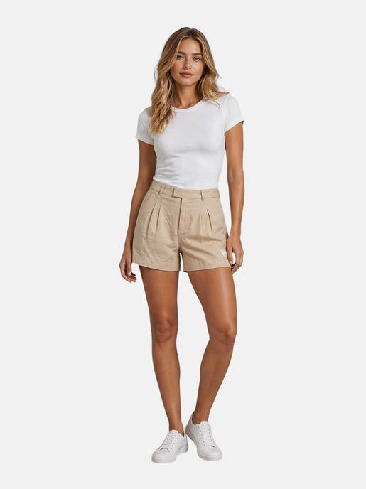 Shorts de lino para mujer U.S. Polo Assn. de mezcla lino y algodón - Image 3