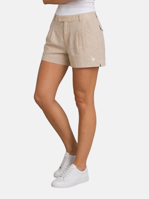 Shorts de lino para mujer U.S. Polo Assn. de mezcla lino y algodón - Image 4