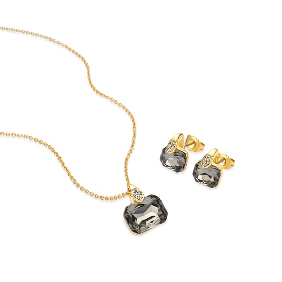 Conjuntos de Aleación de Metal y Cristal Gris acabado en oro amarillo de 18k - Garbar - Image 1