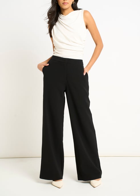Pantalón Sastre de Pierna Ancha Negro - Image 2