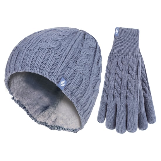 Conjunto de gorro y guantes térmicos forrados de felpa para invierno para mujeres - Image 1