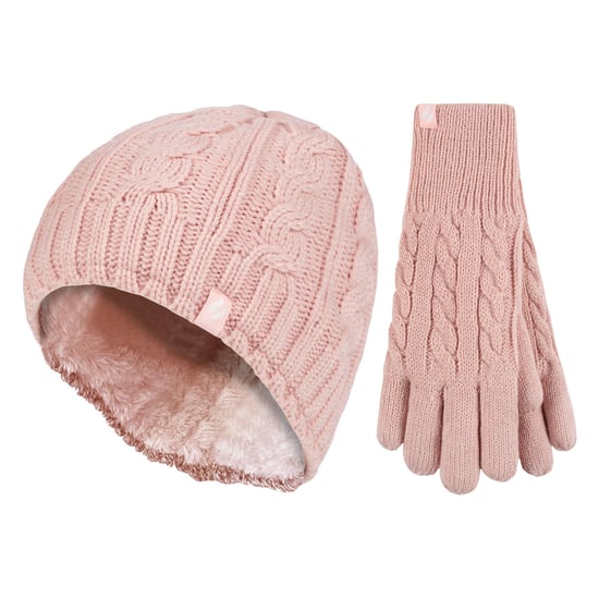 Set de gorro y guantes térmicos forrados de forro polar para dama para el invierno - Image 1