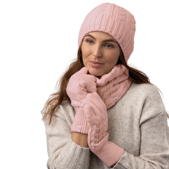 Set de gorro y guantes térmicos forrados de forro polar para dama para el invierno - Image 2