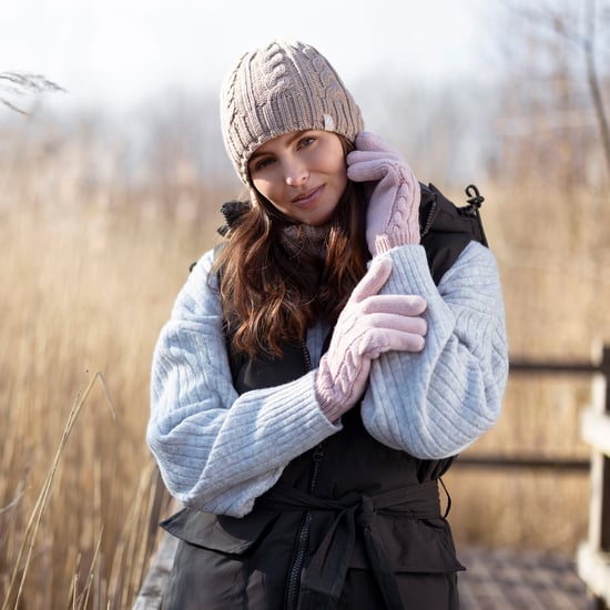 Set de gorro y guantes térmicos forrados de forro polar para dama para el invierno - Image 3