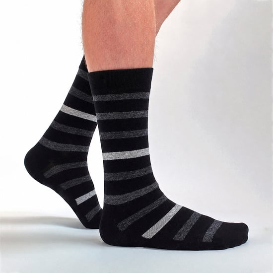 Paquete de 3 calcetines de vestir para hombres de rayas de bambú, suaves y transpirables - Image 3