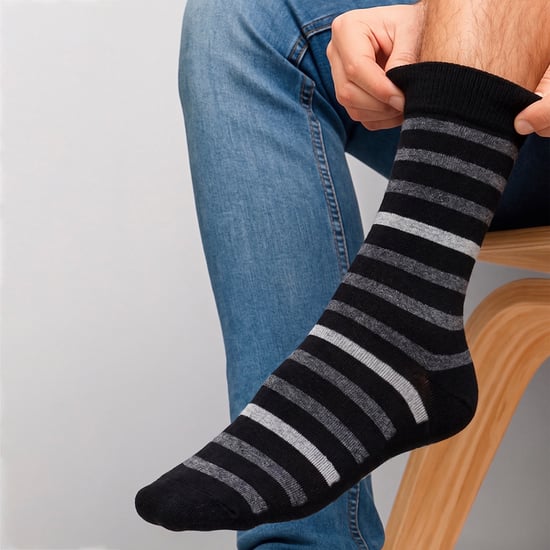 Paquete de 3 calcetines de vestir para hombres de rayas de bambú, suaves y transpirables - Image 4