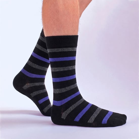 Paquete de 3 calcetines de vestir de bambú a rayas para hombre, suaves y transpirables - Image 3