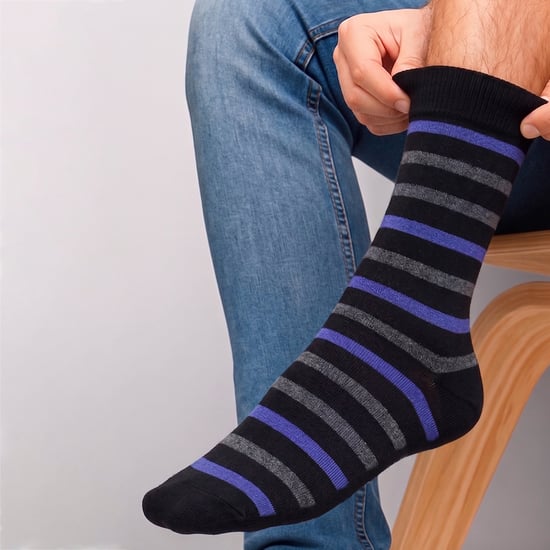 Paquete de 3 calcetines de vestir de bambú a rayas para hombre, suaves y transpirables - Image 4