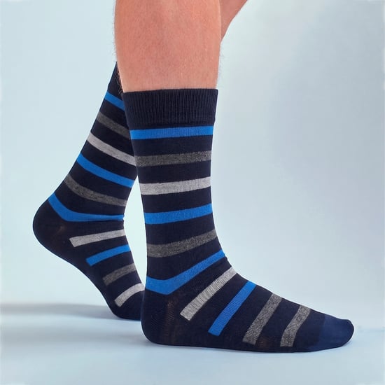 Paquete de 3 calcetines de vestir de bambú a rayas para hombre, suaves y transpirables - Image 3