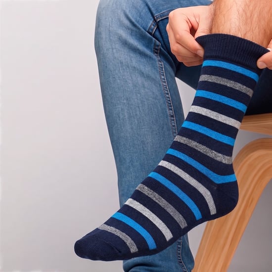 Paquete de 3 calcetines de vestir de bambú a rayas para hombre, suaves y transpirables - Image 4