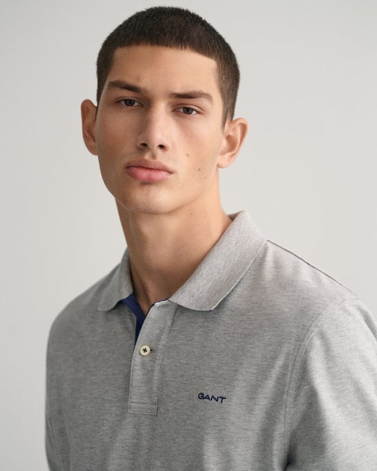 Gant Regular Fit Contrast Pique Rugger Polo Gris - Image 2