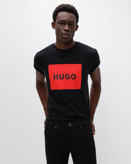 HUGO Red Logo Sustainable T-Shirt - Black - Image 1