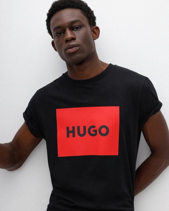 HUGO Red Logo Sustainable T-Shirt - Black - Image 3