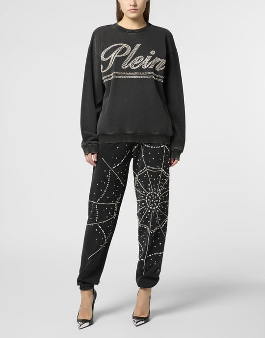 Washed Open Back Sweatshirt Strass Signature - Image 4