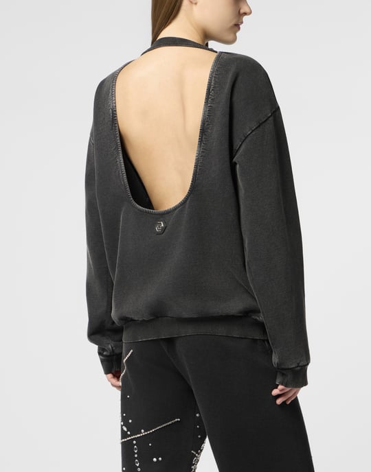 Washed Open Back Sweatshirt Strass Signature - Image 5