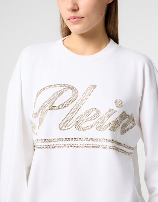 Washed Open Back Sweatshirt Strass Signature - Image 3