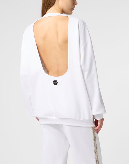 Washed Open Back Sweatshirt Strass Signature - Image 5