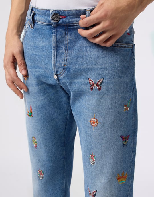 Embroidered Super Straight Cut Jeans - Image 3