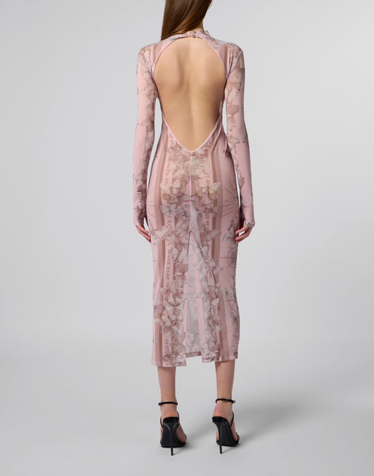 Tulle Maxi Dress Open Back Butterfly Tattoo - Image 5