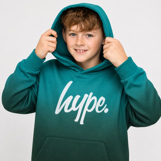 Sudadera con capucha para niños en degradado verde azulado, suave y cómoda - Image 5