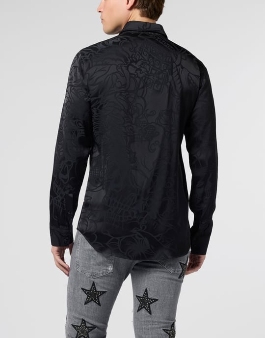 Loose Fit Silk Shirt Dragon Skull - Image 5