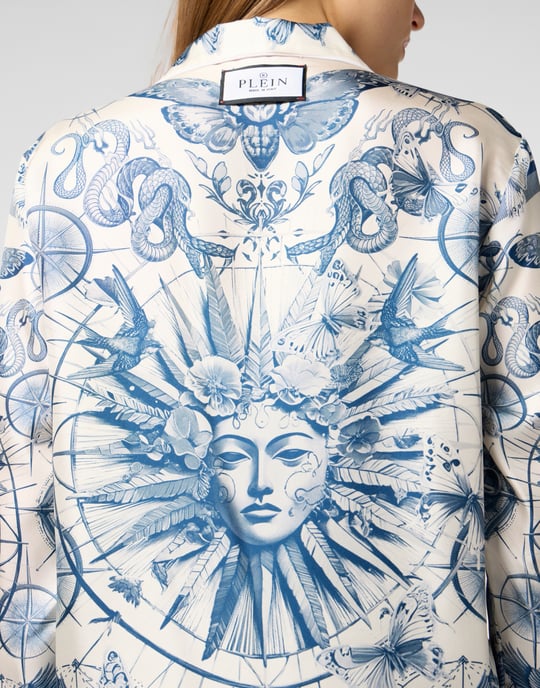 Silk Pajama Shirt Butterfly Tattoo - Image 3