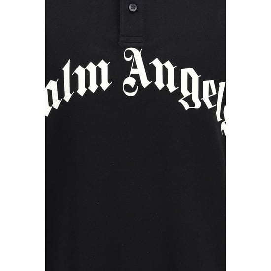 Camisa Polo de Algodón Negra Palm Angels - Image 3